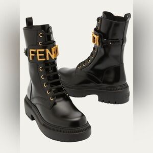 Fendigraphy Logo-Cuff Biker Booties